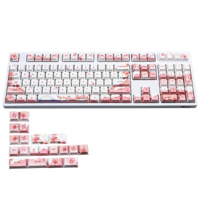 China Sublimation Keycaps PBT 110/128 Key Caps OEM Cherry Blossom Theme Keycaps for sale