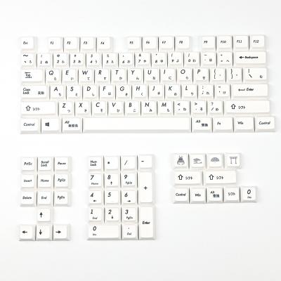 China Cheap high quality sublimation cherry keycaps 121 strongly simple and small key full set of Japanese black and white keycaps for sale