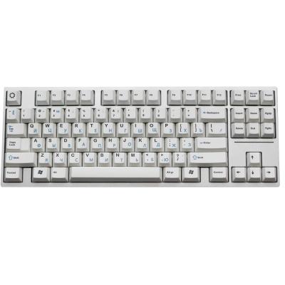 China New Designs Cherry Keycaps 7U Size Mechanical Keyboard With A Small Set Of PBT Sublimation White And Blue Russian Keycaps for sale