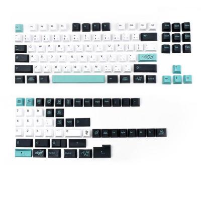 China Simple Botanical Style PBT Keycap Set Customized Cheap High Quality Blue Black And White Keycaps for sale