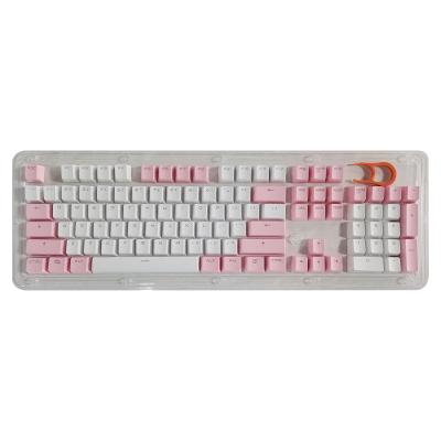 China Custom high quality white pink two tone keycap 108 key sublimation PBT keycap new translucent letters new design for sale