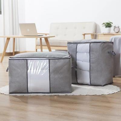 China Non-woven Organizer Foldable Clothing Bag Living Room Quilt Storage Bag Clothes Zipper Storage Covering Bag for sale