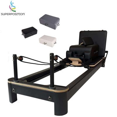 China 200kg black yoga studio fitness aluminum alloy reformer pilates with box and jump board for sale