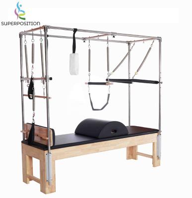 China Eco-Friendly Black Indoor Custom Gym Sports Logo Use Cadillac Yoga Equipment Reformer Wooden Pilates for sale