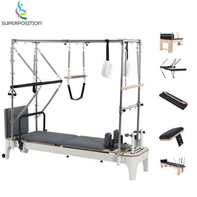 China 300kg OEM Logo Fitness Training Pilates Cadillac Reformer White Aluminum Friendly Low Price for sale