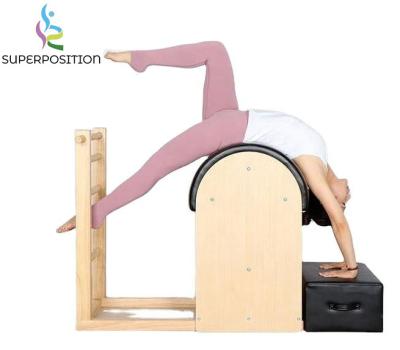 China OEM fitness logo hot sale yoga gym fitness center pilates wood oak ladder wooden barrel for sale