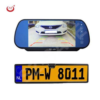 China Automatically Change Camera Video 7 Inch TFT LCD Screen Car Monitor With License Plate Frame Rear View Reverse Camera zu verkaufen