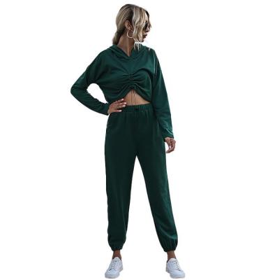 China 2021 Women Breathable Two Piece Sweatsuit Cotton Tracksuit Set Wholesale for sale