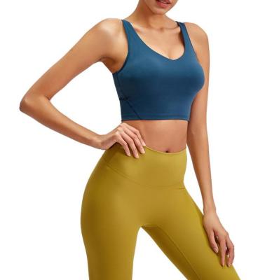 China Custom Women's Yoga V Neck Sports Bra QUICK DRY High Print Breathable Crop Top Women Fitness Top for sale