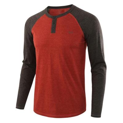 China Custom Anti-wrinkle long sleeve label red wine t shirts for men high quality made in china henley for sale