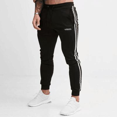 China Custom Fitted Casual Mens Anti-Pilling Gym Sport Side Stripe Black Tracksuit And Joggers for sale