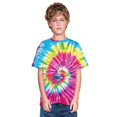 China Fashion Anti-Shrink Boys Kids Summer Tie Dye Short Sleeve Custom Organic Print Cotton Kids T-Shirts for sale