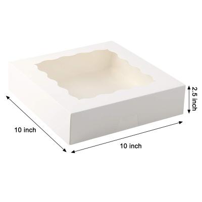 China Aseptic Hot Sale Cake Boxes 10x10x2.5in Bakery Boxes White Pastry Cake Boxes With Window for sale