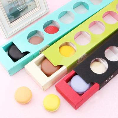 China Recyclable Custom Shape Packaging Drawer Macarons Black Paper Gift Box For Macarons for sale