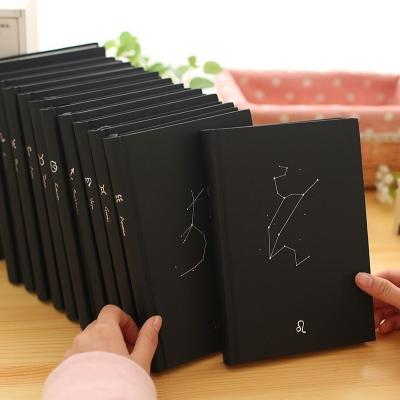 China Hardcover School Supplier Stationery Twelve Constellations Black Paper Hardcover Book Custom Diary Notebook for sale