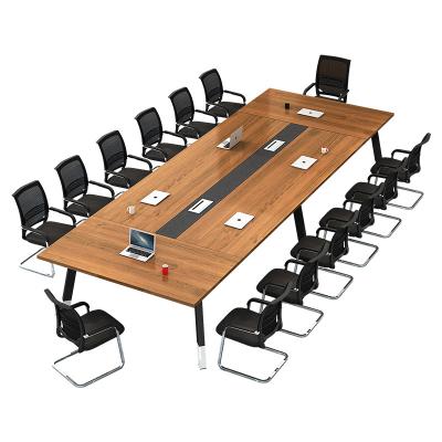 China Steel Stand Competitive Price White Foot Meeting Room Tables And Chairs Wooden Conference Table for sale