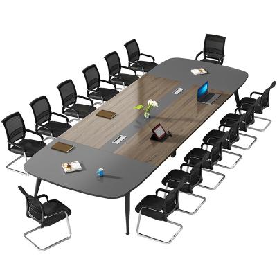 China Good Quality 20 Foot Steel Stand People Reception Room Negotiating Wooden Conference Table for sale