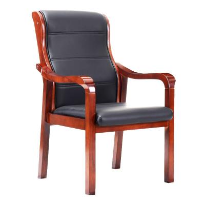 China Solid Wood Frame Executive Office Furniture Chair For Office Wooden Four Legs Office Chair Wholesale for sale