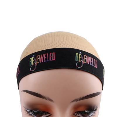 China Custom Logo 3cm Wig Head Elastic Band Black Hook And Loop Elastic Band For Wig for sale