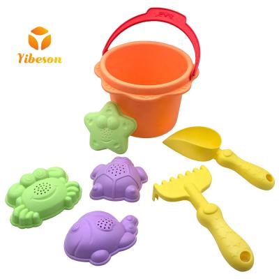 China 3+ Mesh Bag TPR Summer Set Shovel Plastic Sand Molds Soft Beach Sand Toy Bucket For Kids for sale