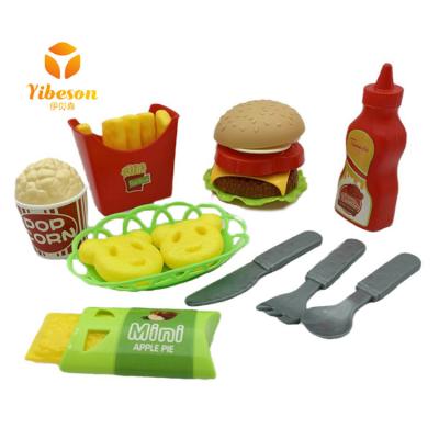 China Kids Plastic Custom Kitchen Plastic Nuggets Potato Nuggets Pie Fries Simulation Set Plastic Burger Toy for sale