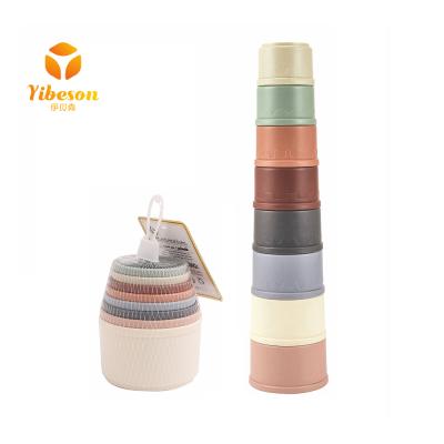 China Custom new baby bath product morandi color the first years stack up cup toys 9.4*9.4*8CM for sale