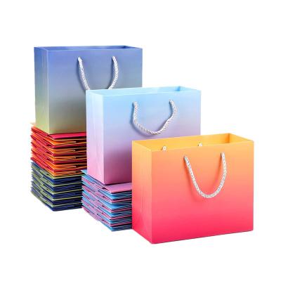 China New Style Recyclable Square High Quality Shopping Paper Color Bag With Handle For Jewelry for sale