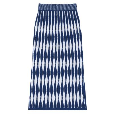 China 2023 Breathable Elegant Spring/Striped Skirt Custom Fashion Women Summer Outwear To Work Casual Knitted Mid Length Skirt For Ladies for sale