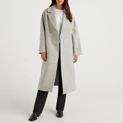 China Breathable Autumn and winter ladies double breasted coat warm cashmere high quality custom long trench coat for ladies for sale