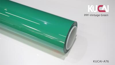 China Anti Yellow Vintage Green PPF TPU Roll , Colored PPF Wrap Good Toughness for sale