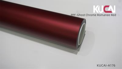 China 7.5Mil Thick Matte PPF Film Roll Ghost Chrome Romanee Red Colored for sale