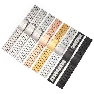 China Fashion \ Dress Luxury Popular Watch Strap 18mm 20mm 22mm 24mm For Samsung Galaxy Watch Three-Bead Stainless Steel Metal Strap for sale