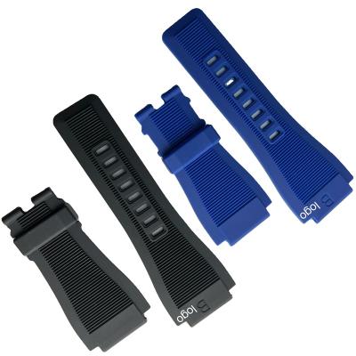 China Factory wholesale of water resistant, soft rubber watch strap, BR silicone rubber watch band, Ross alternative strap 24 mm for sale