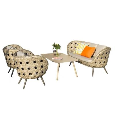 China Modern simple design garden restaurant shopping mall outdoor rattan woven sofa coffee table table a set of outdoor furni for sale