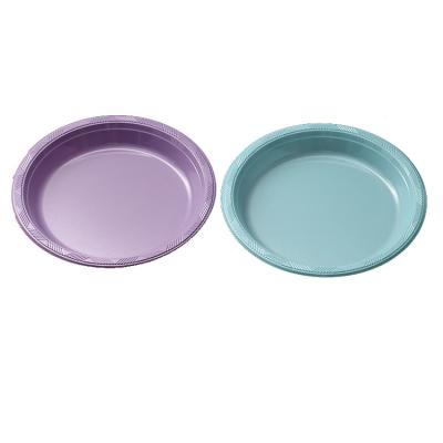 China Wholesale Disposable Hotel PS Dinner Plate Restaurant Plastic Supplying PS Plastic Plates Colored Porcelain Round Serving Plate for sale