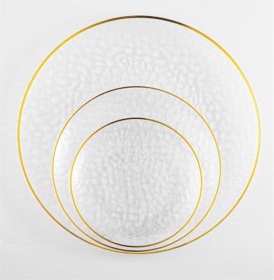 China Wholesale 13 Inch Disposable Wholesale Gold Disposable Wedding Rim Glass Charger Plate Rim 13 Inch Charger Dishes for sale