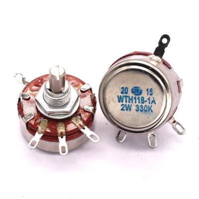 China 330K WTH118 1A (2W) Carbon Taper Rotary Potentiometer WTH118-1A-330K for sale