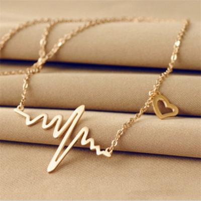 China CLASSIC Korean Jewelry ECG Necklace Fashion Heartbeat Simple Lady Clavicle Chain Pendant for sale