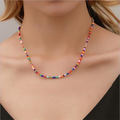 China Ethnic Beaded Colorful Chain Clavicle Chain Ladies Ethnic Beaded Millet Necklace BOHEMIA Fashion Style Collar Bohemian Scarf for sale