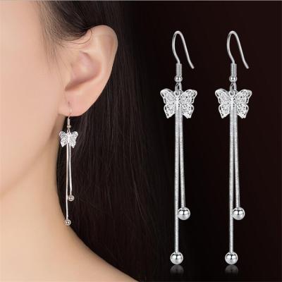 China CLASSIC Fashionable Personality Tassel Earrings Shape Hollow Butterfly Earrings Plating Alloy Ladies Silver Earrings for sale