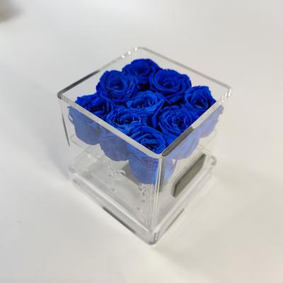 China 9 Hole Acrylic Flower Box CE-Friendly Wedding Rose Box Clear Acrylic Rose Box For Display for sale