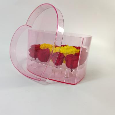 China Lovely Heart Shape Gift Boxes Wholesaler Transparent Gift Box Acrylic Flower EC-Friendly Acrylic Box for sale