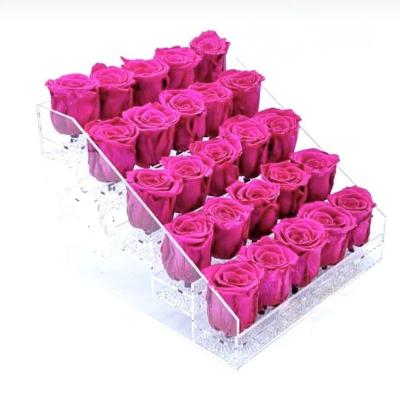 China Handmade Simple Acrylic Flower Box Crystal Clear Premium Flower Packaging Fresh Flower Rose Bouquet for sale