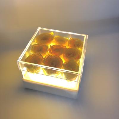 China high end 9 holes EC compliant clear acrylic flower box acrylic flower box with led light for sale