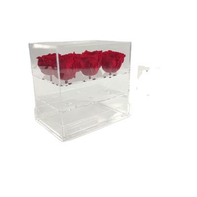 China Acrylic Plexiglass Mothers Day Flower Box Customize Gift Plastic Flower Box for sale