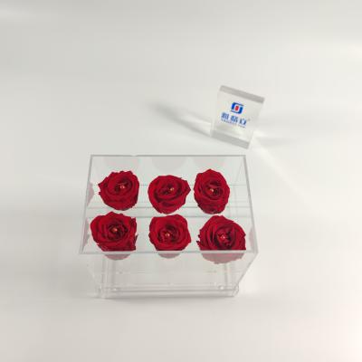 China For Wedding Luxury Preserved Simple Clear Acrylic Rose Box Flower Cosmetic Organizer Flower Box for sale