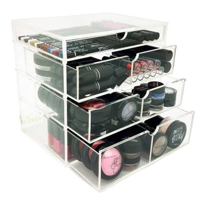 China wholesale high quality home yageli new design customized acrylic makeup organizer with 4 tier for sale