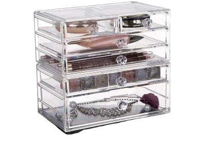 China Custom Wholesale Custom Stocked Yageli Clear Acrylic 5 Tier Makeup Organizer With Handle for sale