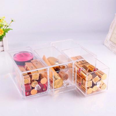 China EC-Friendly Rectangle Acrylic Clear Drawer Makeup Organizer Mini 3 Drawers for sale