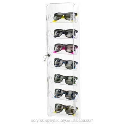 China Eco - Friendly Acrylic Wall Mount Locked Sunglasses Display Showcase for sale